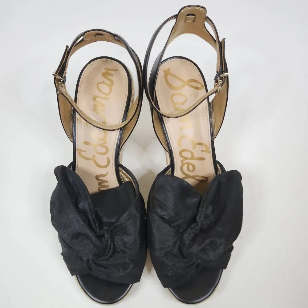 Sam Edelman Aubrey Wedge Sandals Espadrille Strappy Chic Bow Buckle Womens Sz 10
